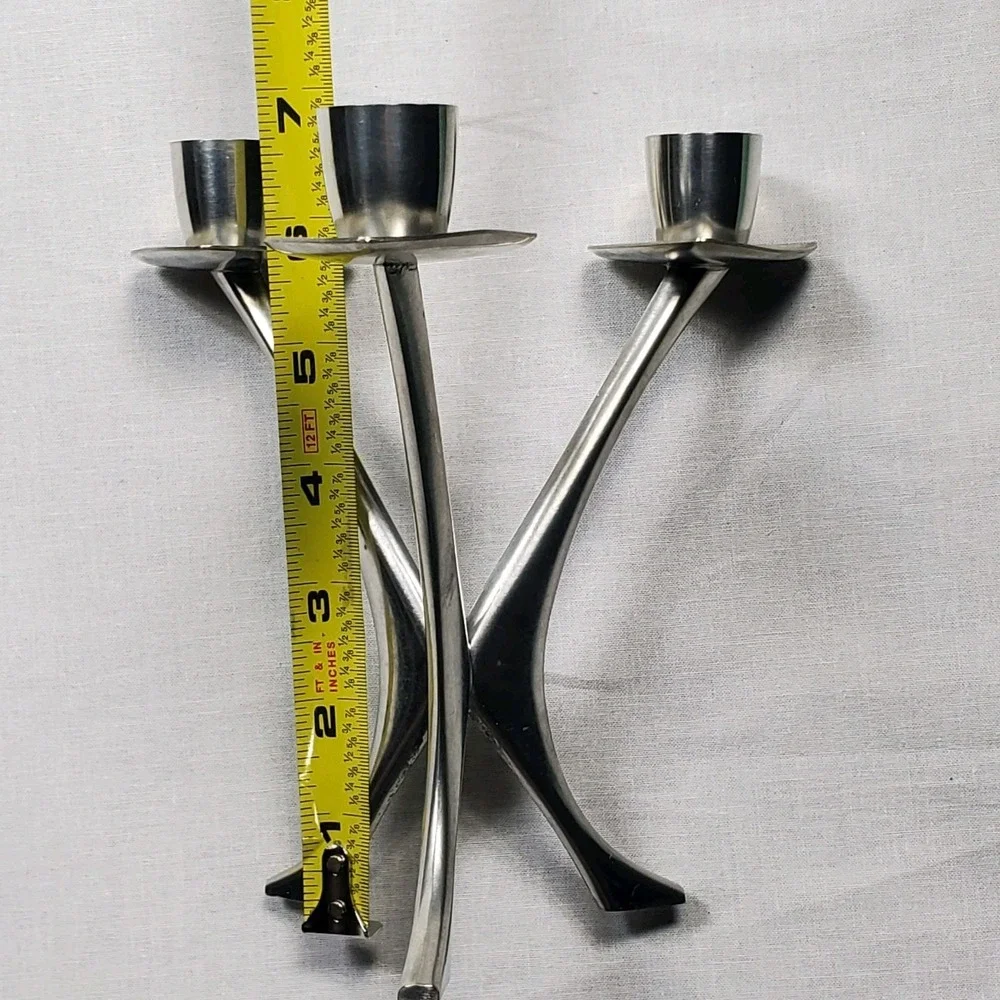 Pewter Brodrene Mylius BM of Norway Modernist Triple Candle Holder 6.5